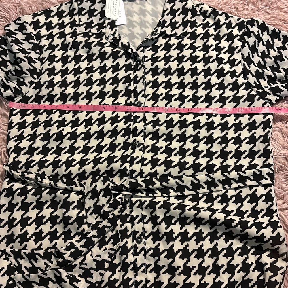 NWT Sanctuary Houndstooth Tiered Ruffle Shirt Dress - Picture 8 of 11